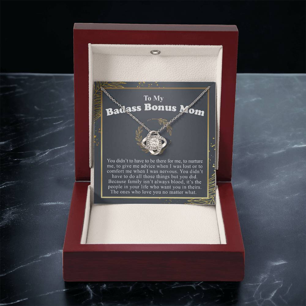 To My Badass Bonus Mom Love Knot Necklace