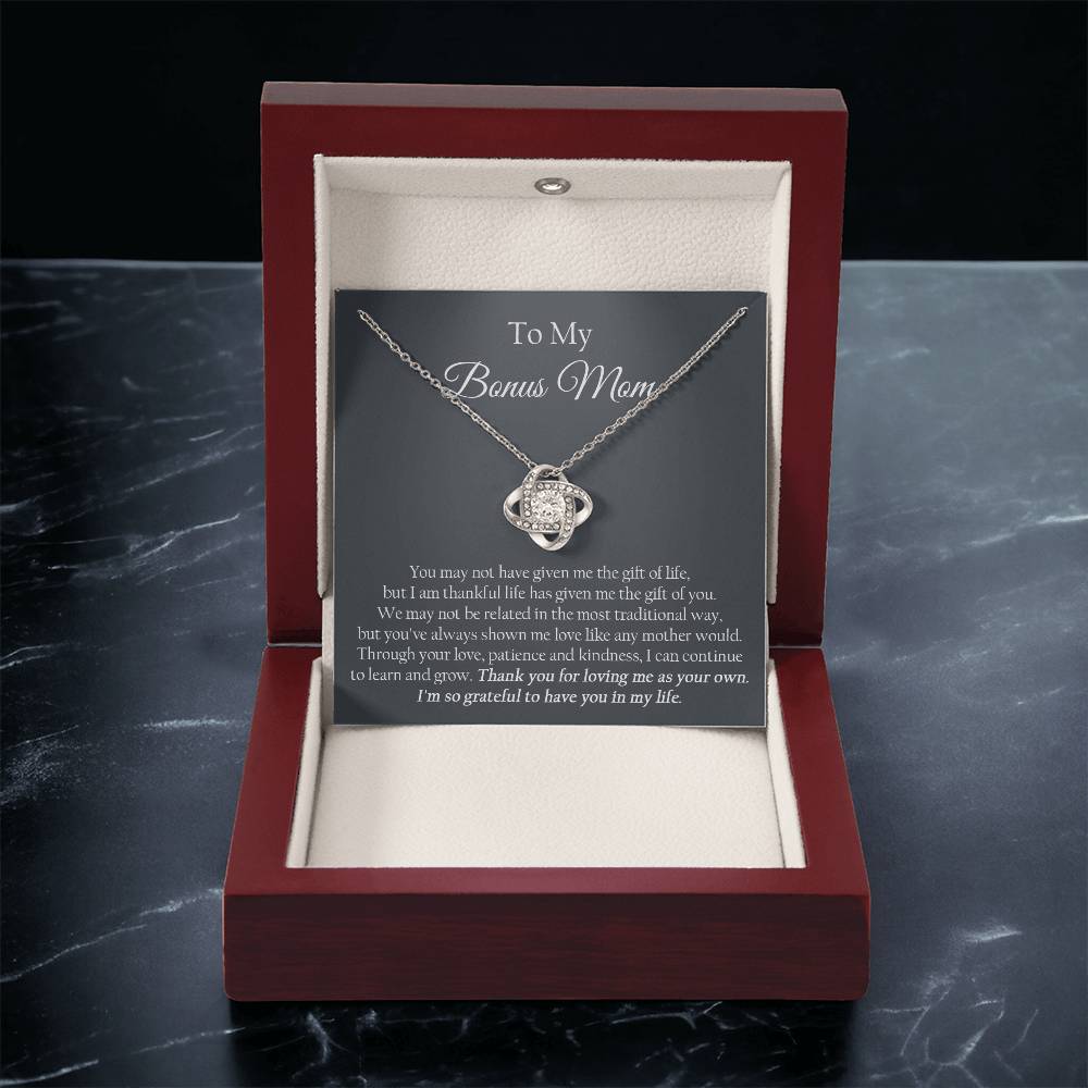 To My Bonus Mom Mother's Day Gift For Stepmom Stepmom Birthday Gift Step Mother Gift From Bride Love Knot Necklace