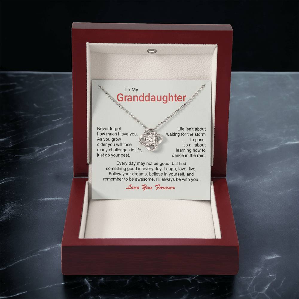To My Granddaughter Love Knot Necklace