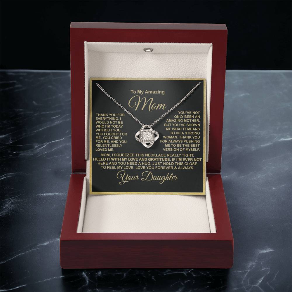 Gift For Amazing Mom Gift For Mom From Daughter 1 Love Knot Necklace