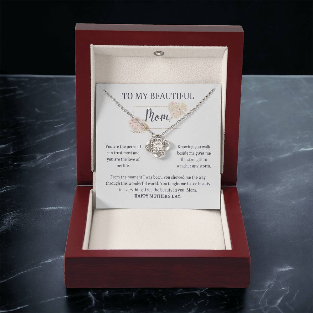 Love Not Necklace Sterling Silver Mother's Day Gift - I See The Beauty In You Mom Love Knot Necklace