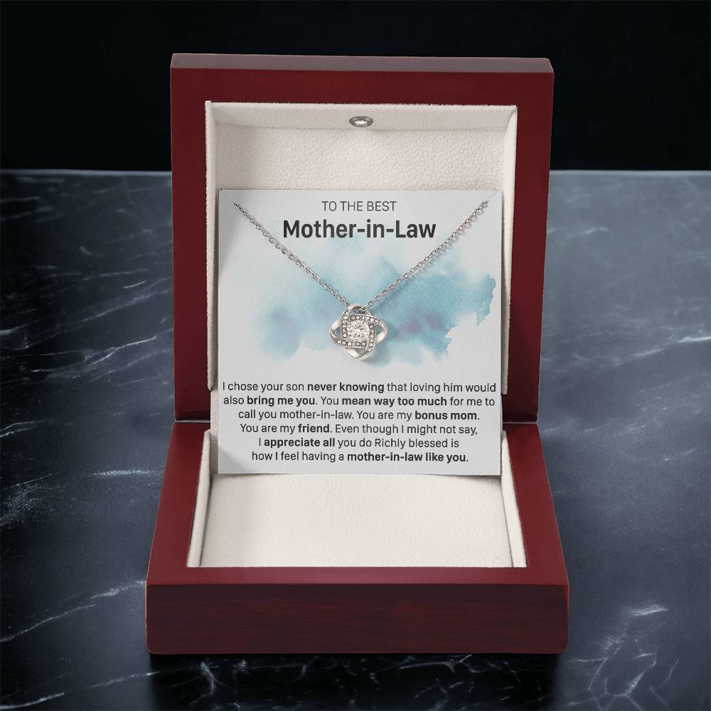 Gift For Mother-In-Law Never Knowing Bonus Mom Love Knot Necklace Love Knot Necklace
