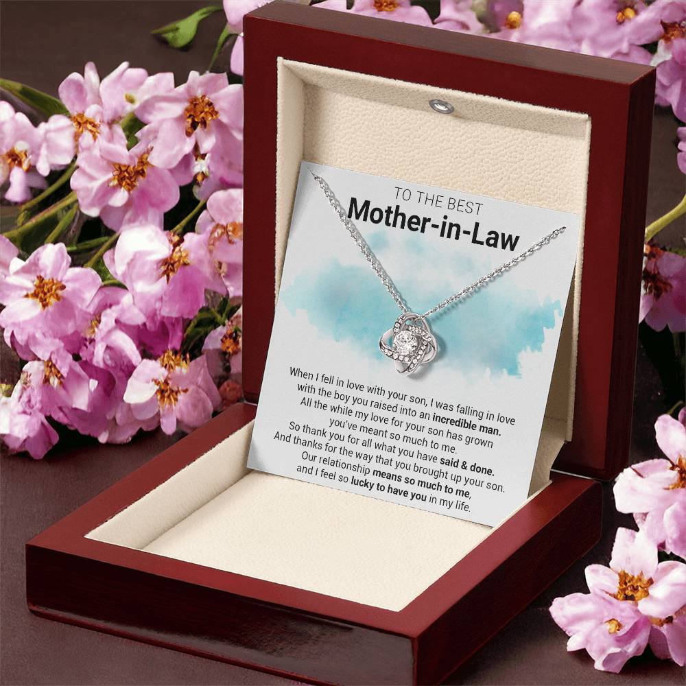 Gift For Mother-In-Law - Lucky To Have You - Love Knot Love Knot Necklace