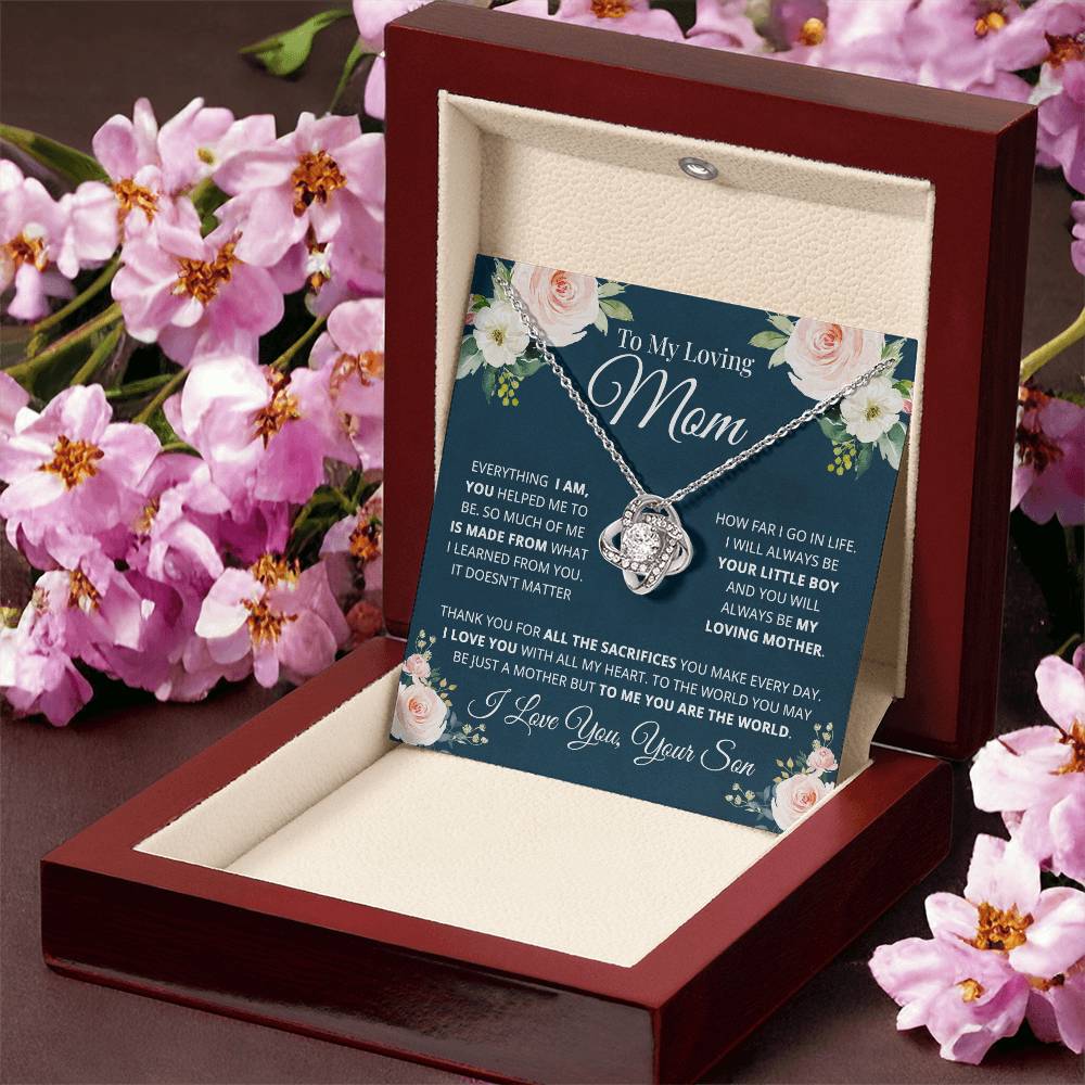 To My Loving Mom Necklace Gift For Mom From Son Mother's Day Gift Mom Birthday Present Love Knot Necklace
