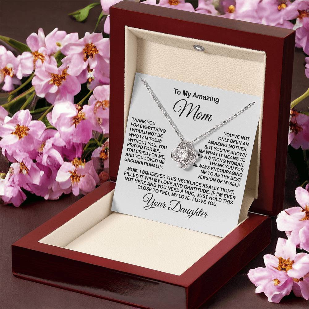 Present For Mom From Daughter Love Knot Necklace