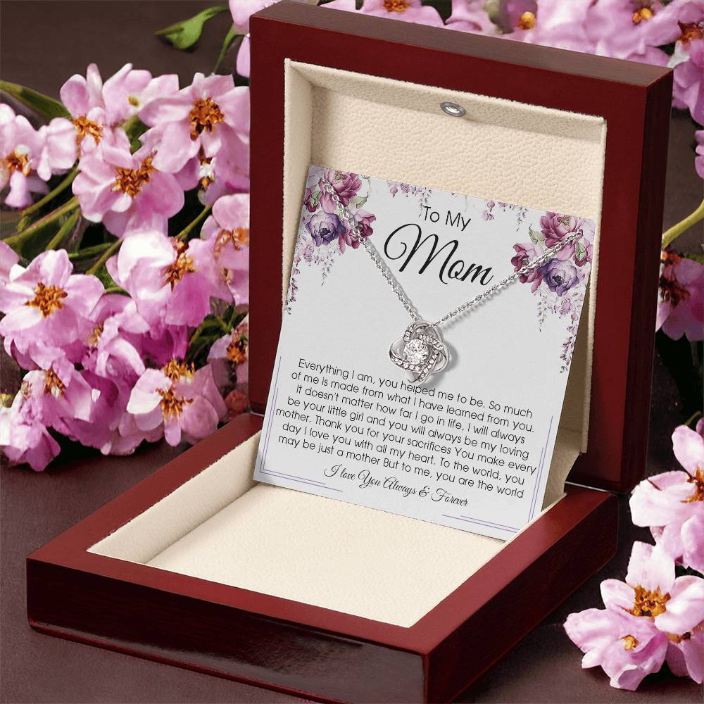 Gift For Mom From Daughter Or Son To My Mom Necklace Mother's Day Gift Mom Birthday Unique Message Card Gift Love Knot Necklace