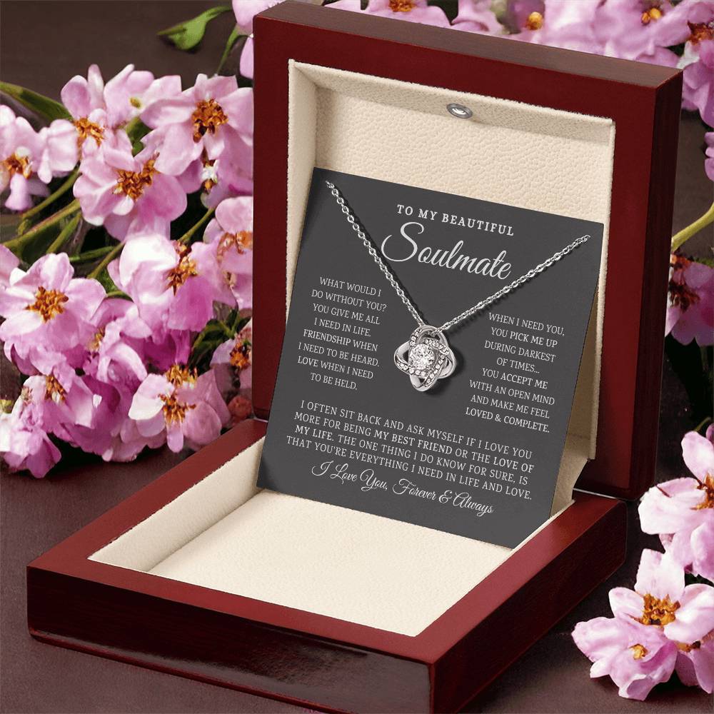 To My Beautiful Soulmate Necklace Gift For Girlfriend Anniversary Birthday Gift Sentimental Gift Love Knot Necklace