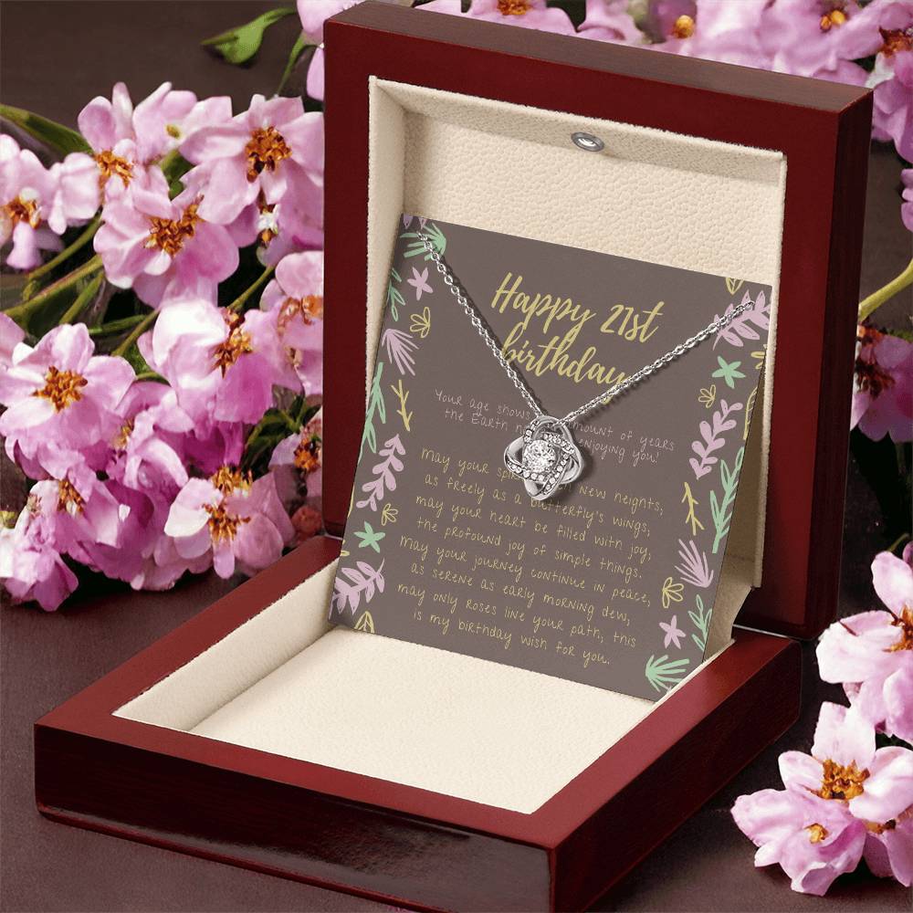 Happy 21St Birthday Necklace 21St Birthday Gift For Her 21St Birthday Gift For Women 21St Birthday Gift Necklace Happy 21St Birthday Friend 21St Birthday Gift 21 Love Knot Necklace