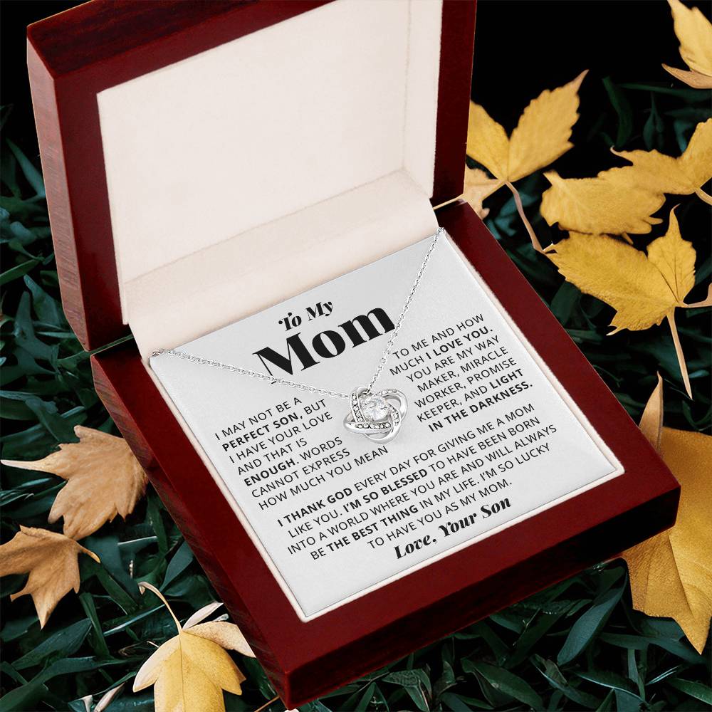 To My Mom - Heart Melt Message Love Knot Necklace Love Knot Necklace