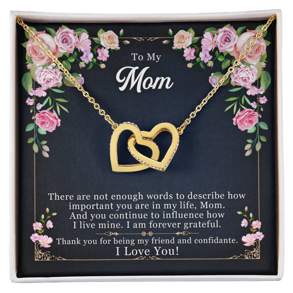 Mom - Friend And Confidante Interlocking Hearts Necklace
