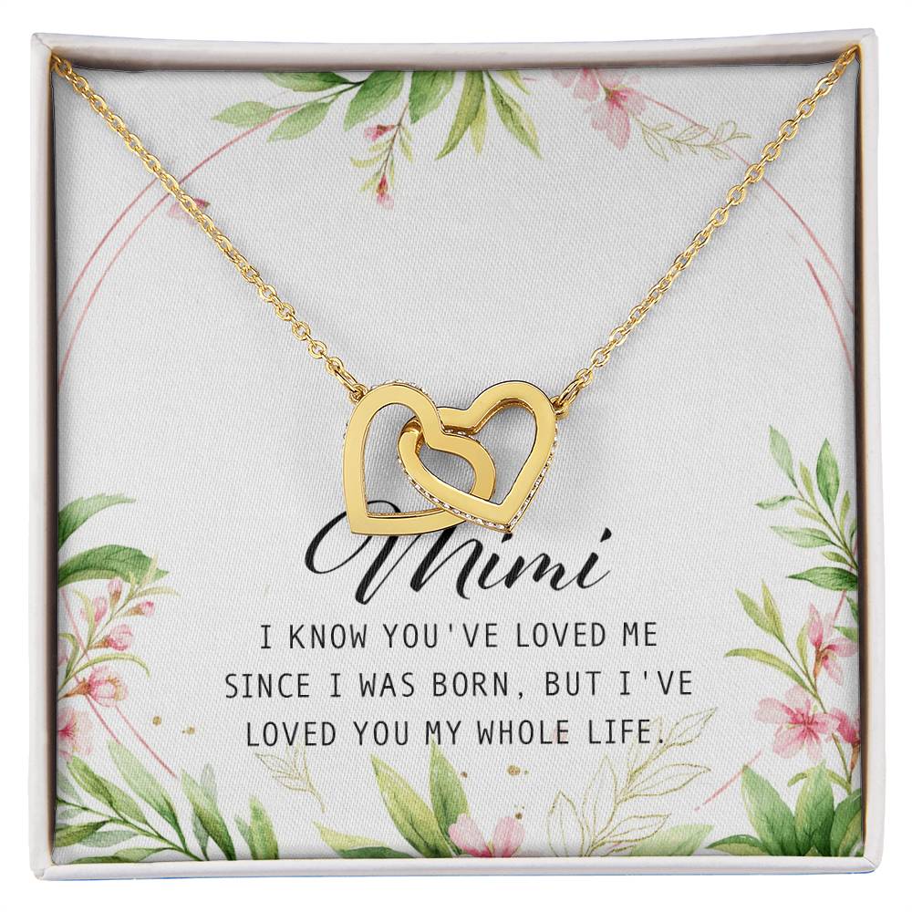 Mimi Interlocking Hearts Necklace Message Card