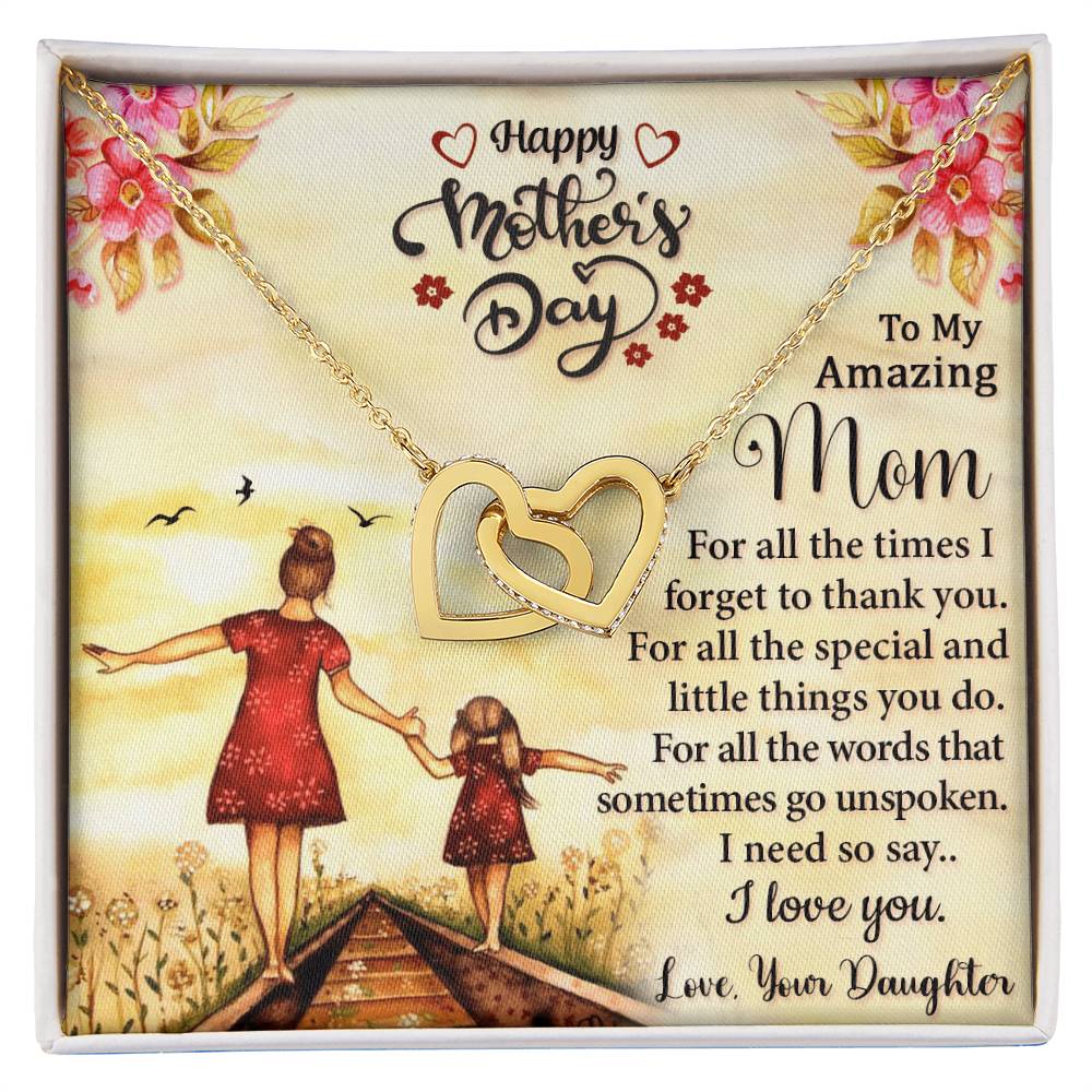 Happy Mother'S Day 2021 - Mother'S Day Gift 2021 - Necklace Gift From Mom Interlocking Hearts Necklace
