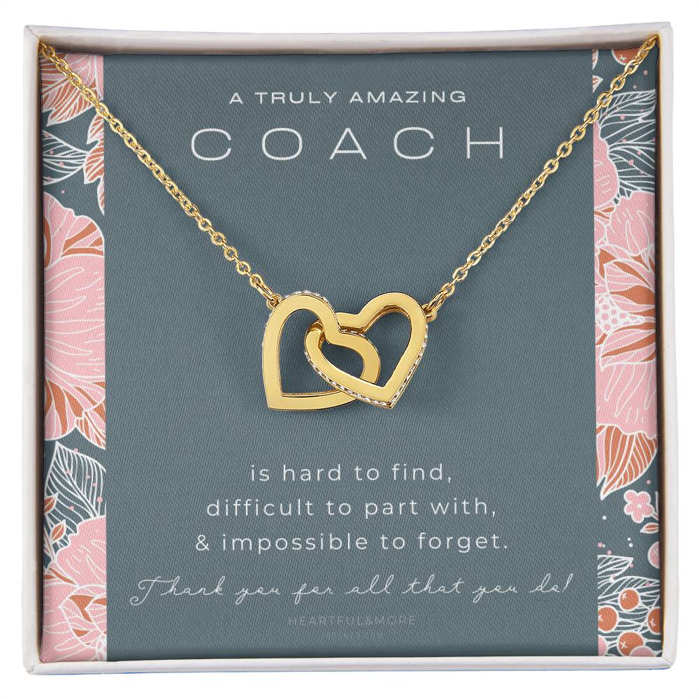 Gymnastics Coach Gift For Women Leaving Gift For Gymnastics Coach To A Truly Amazing Gymnastics Coach Thank You Gift Interlocking Hearts Necklace