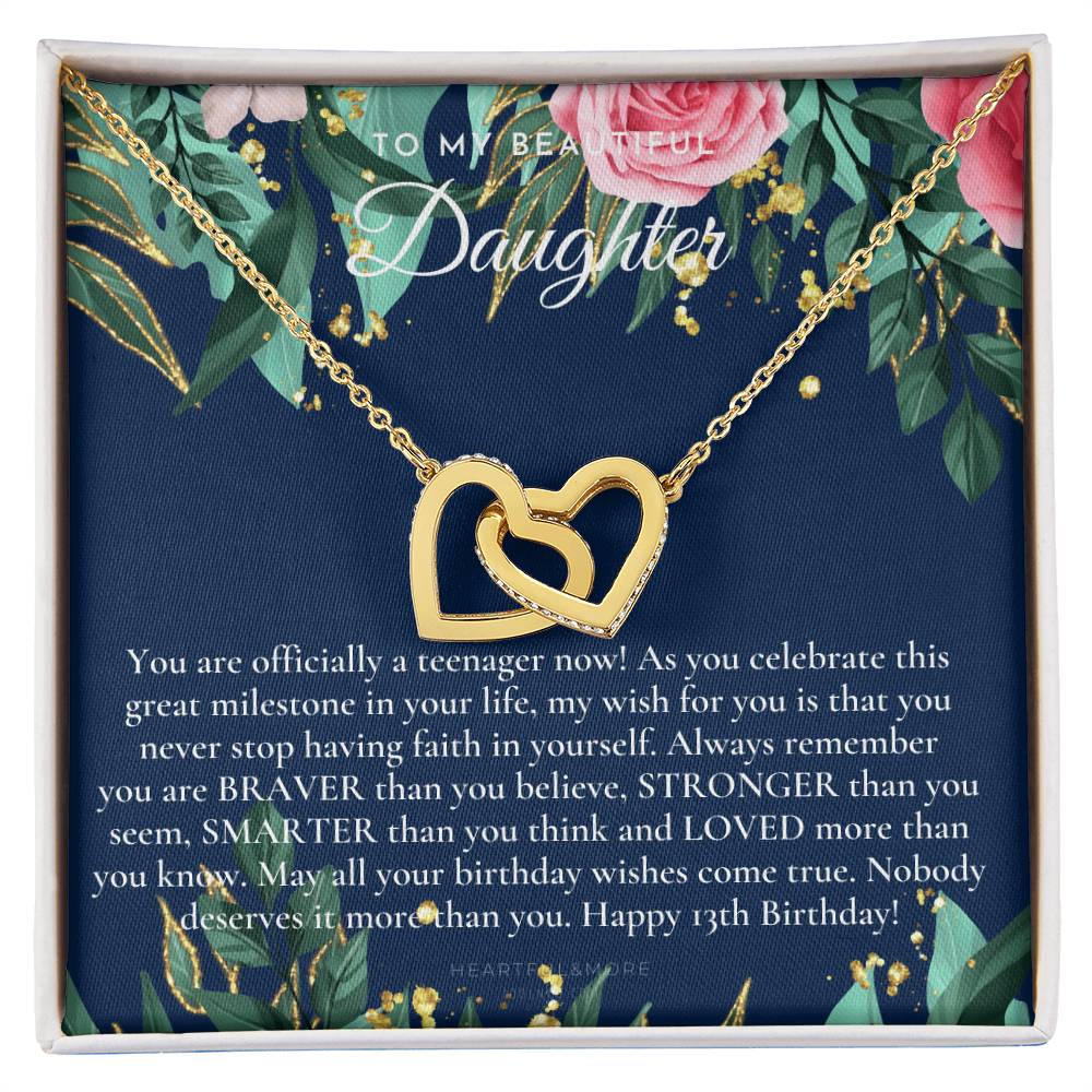 Gift For 13 Year Old Girl Gifts 13Th Birthday Girl 13Th Birthday Gift Thirteenth Birthday Necklace Teen Birthday Gift Official Teenager Interlocking Hearts Necklace