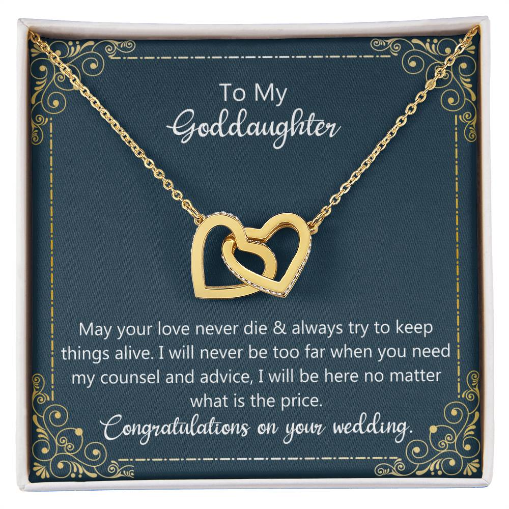 To My Goddaughter Wedding Gift - May Your Love Never Die Necklace Interlocking Hearts Necklace