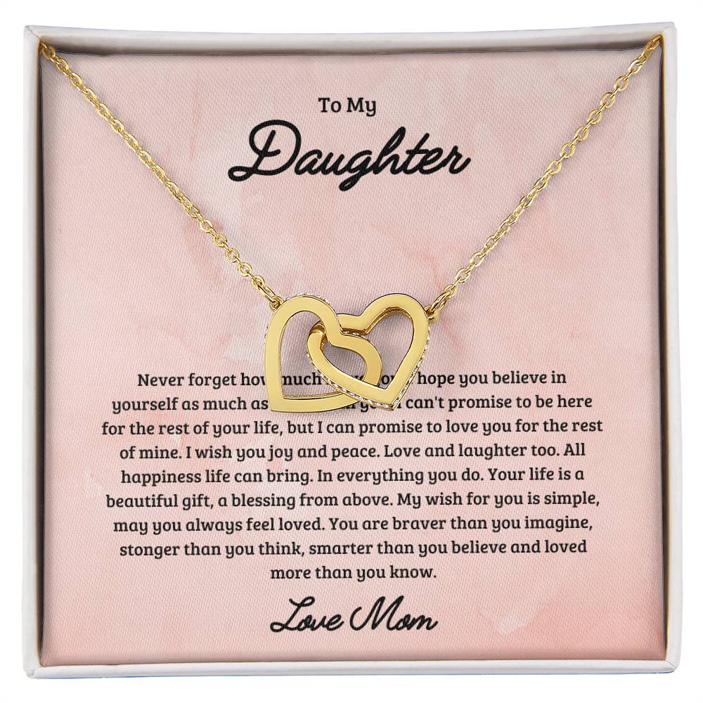 To My Daughter Joy & Peace From Mom Interlocked Hearts Necklace Interlocking Hearts Necklace
