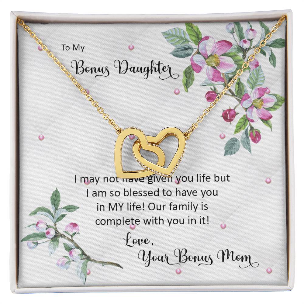 Bonus Daughter From Bonus Mom No Dna But You Have My Heart Interlocking Hearts Necklace