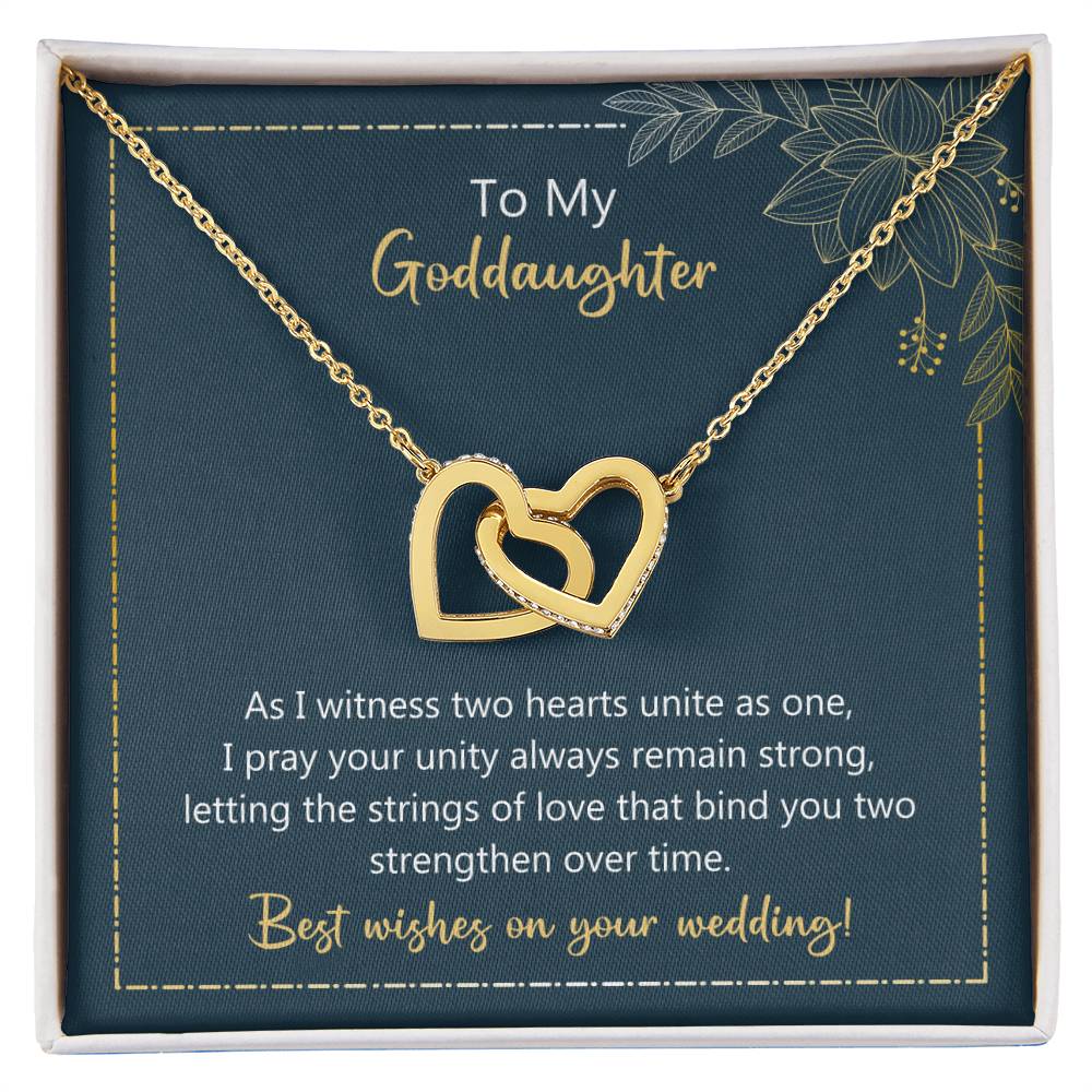 To My Goddaughter Two Unite As One Necklace Interlocking Hearts Necklace