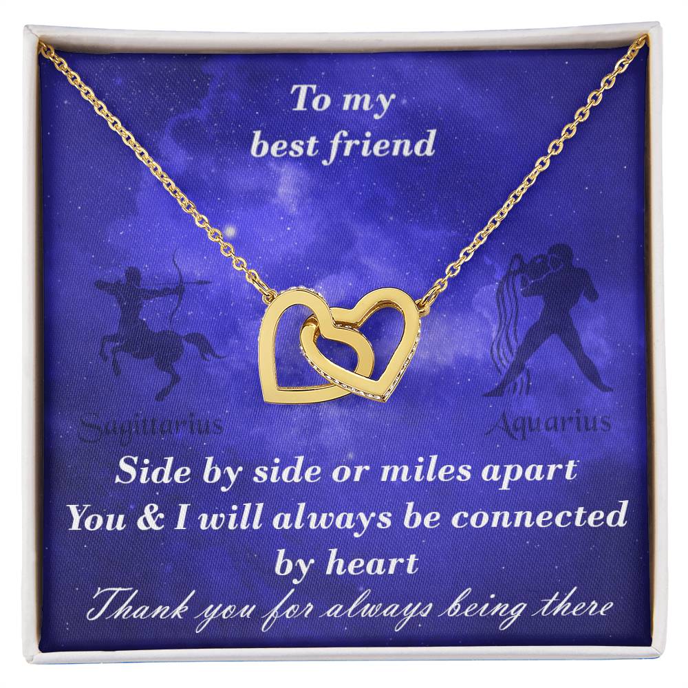 Sagittarius To Aquarius Best Friend Interlocked Hearts Necklace Interlocking Hearts Necklace