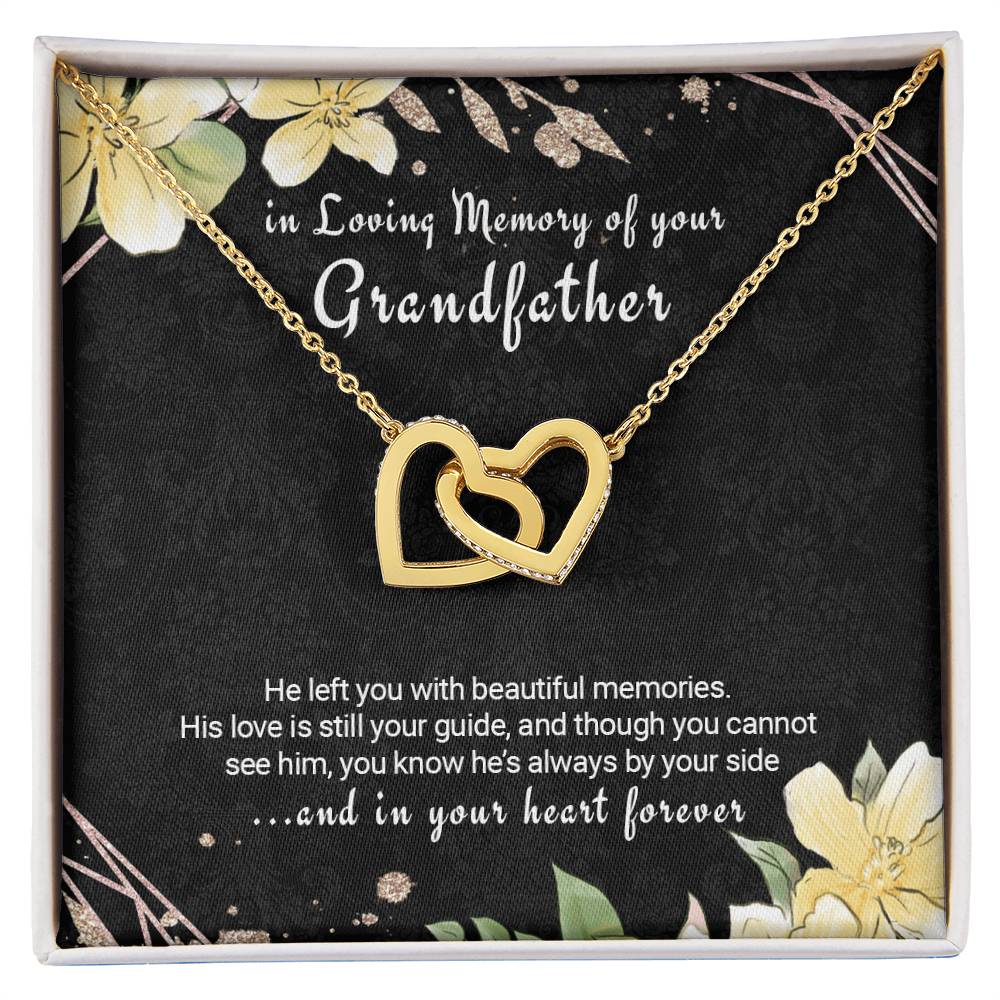 Sympathy Gift Loss Of Grandfather Memorial Twin Hearts Necklace Interlocking Hearts Necklace