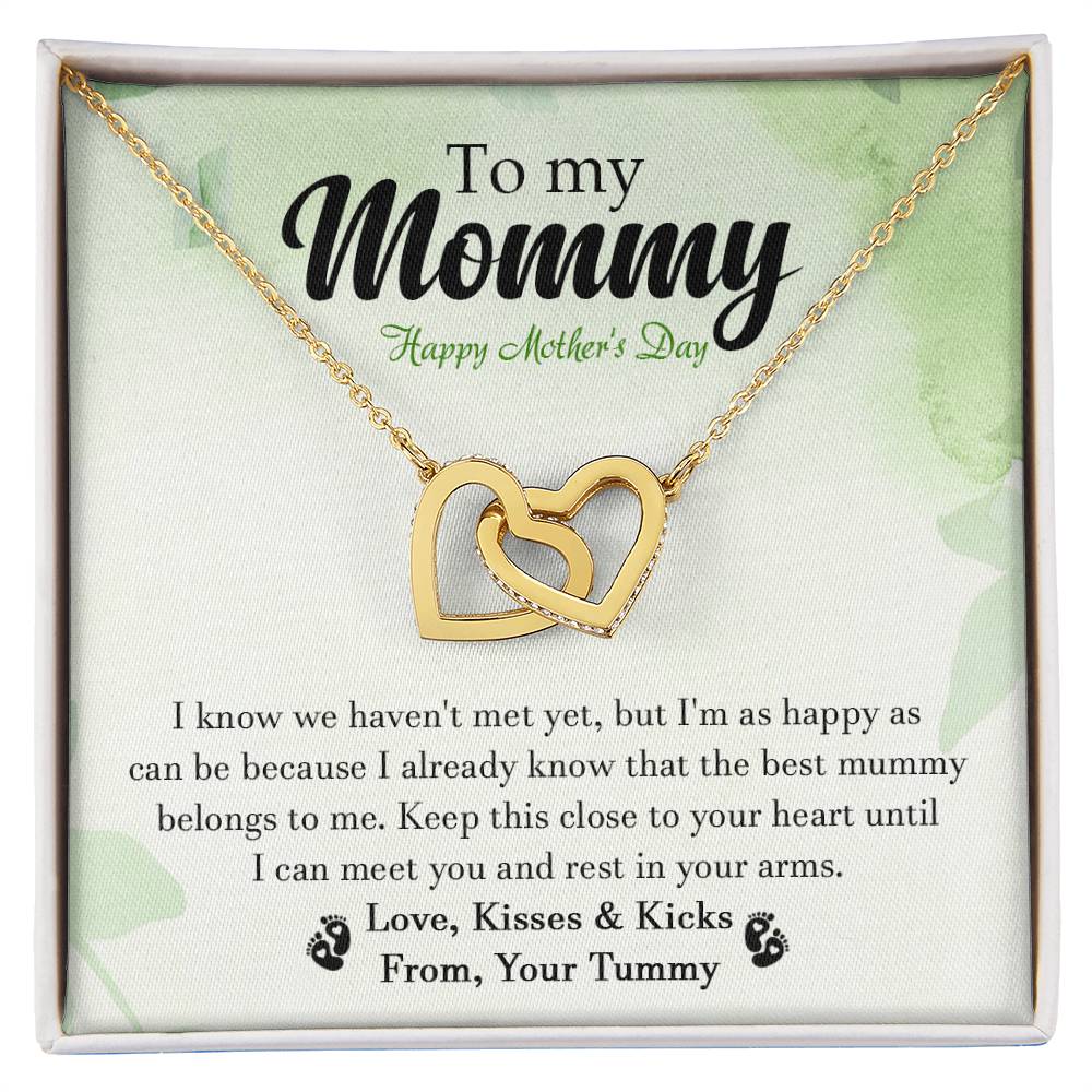 To My Mommy - From Your Tummy - Pregnancy Gift - Mother'S Day Gift - Luxury Necklace Interlocking Hearts Necklace