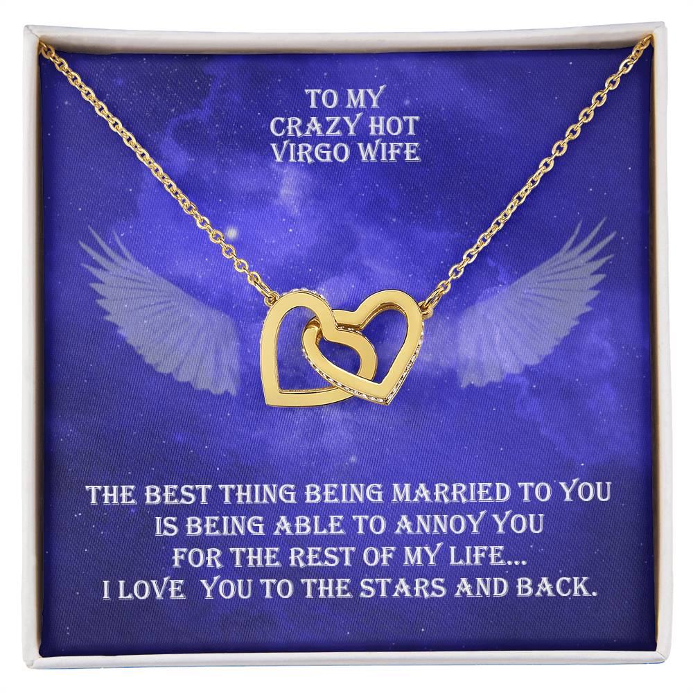 Hot Virgo Wife Interlocked Hearts Necklace With Personal Message Card And Jewelry Box. Interlocking Hearts Necklace