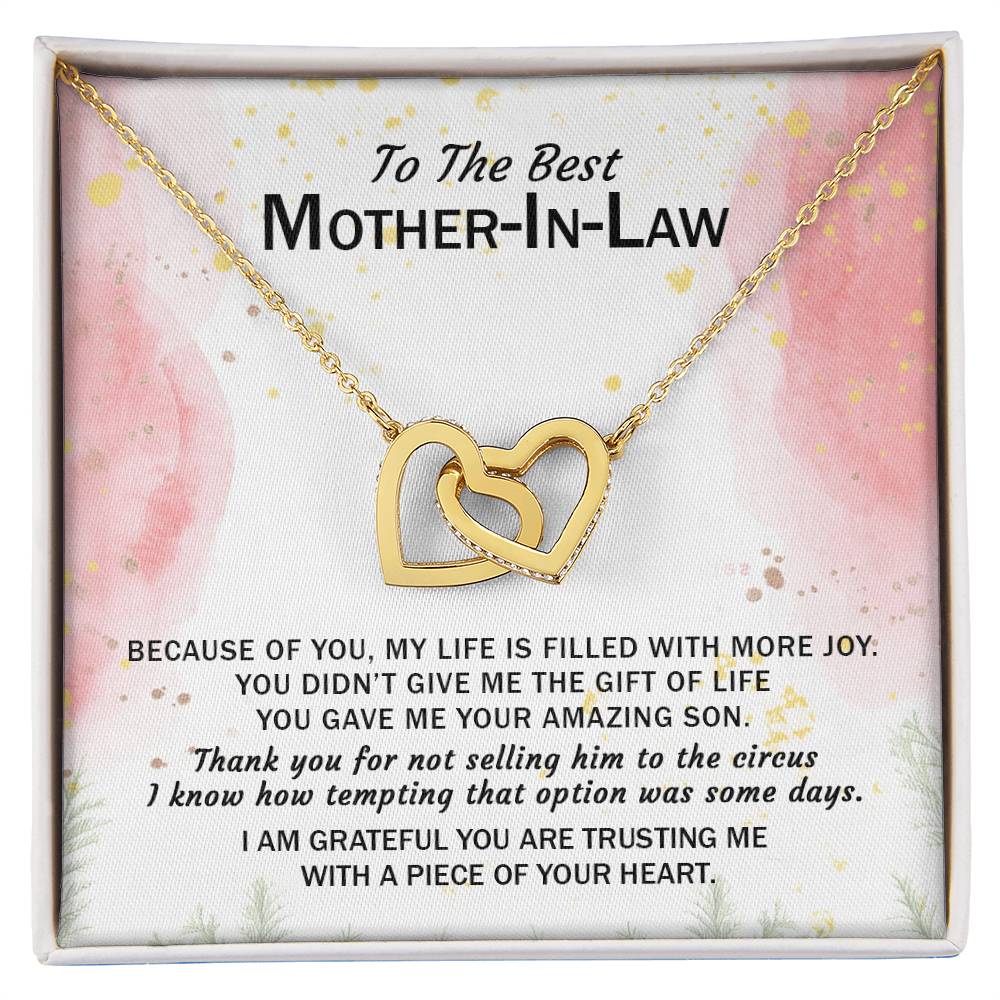 Gift For Mother-In-Law - My Life Is Filled With More Joy 3 - Interlocking Interlocking Hearts Necklace