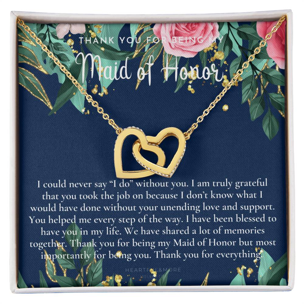 Maid Of Honor Thank You Gift From Bride Bridesmaid Gift Maid Of Honor Gift Necklace Matron Of Honor Gift Thank You Gift From Bride Interlocking Hearts Necklace