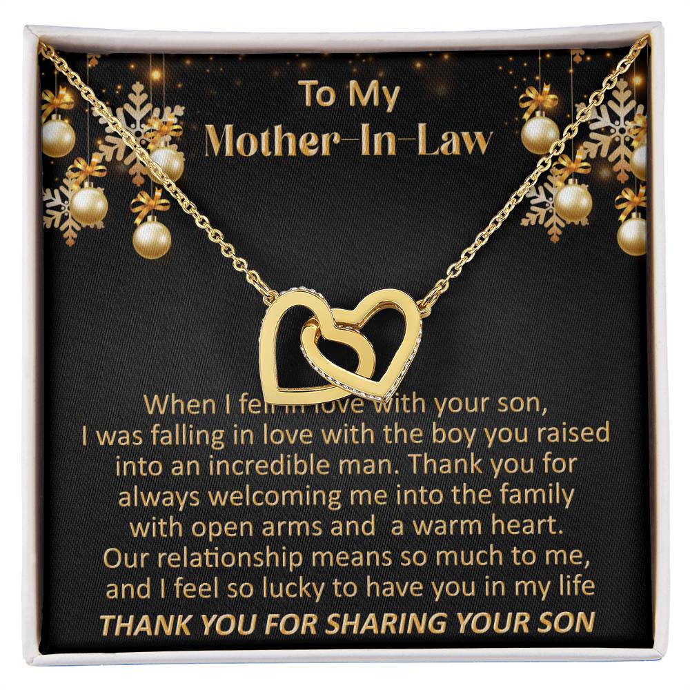 Gift For Mother-In-Law Christmas - So Lucky - Interlocking Interlocking Hearts Necklace