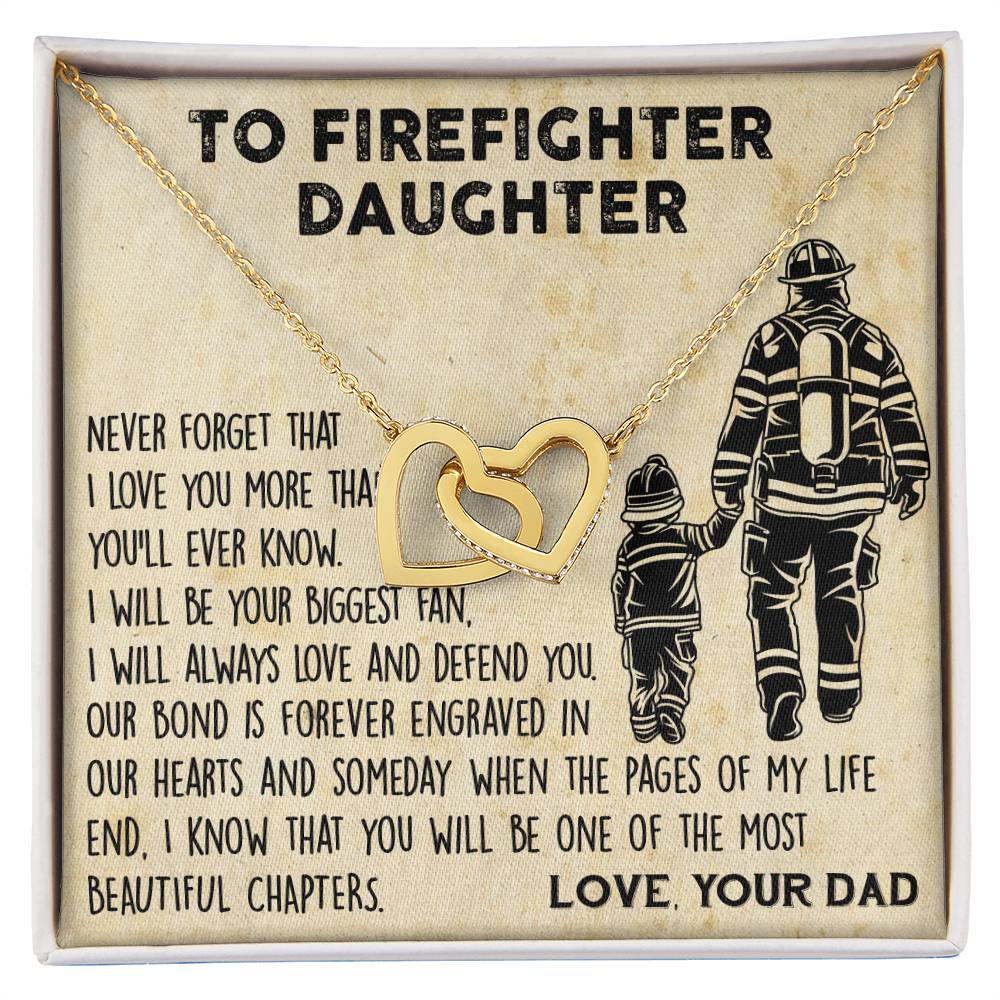 Firefighter Daughter Gift To Firefighter Daughter Gift From Dad Firefighter Daughter Necklace Interlocking Hearts Necklace
