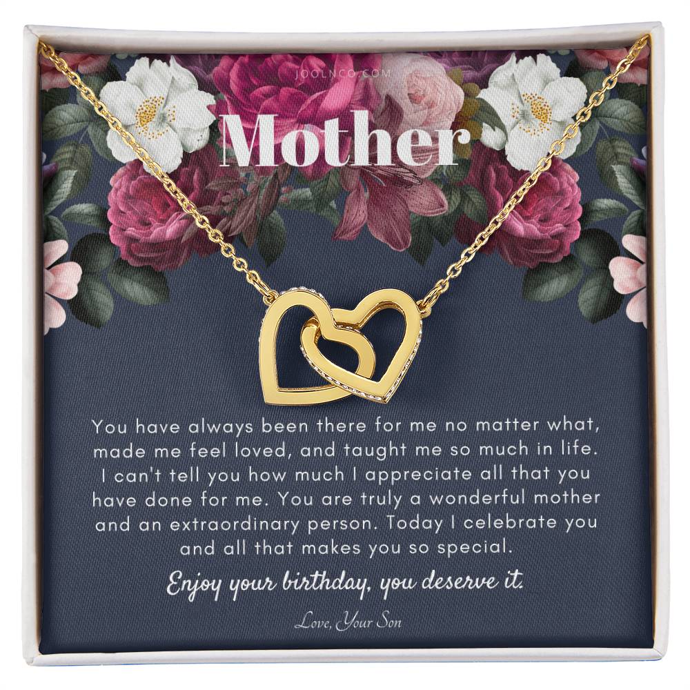 Mother'S Birthday Gift Necklace For Mom'S Birthday Elegant Gift For Mom From Son Best Mom Gift Message Card Interlocking Hearts Necklace