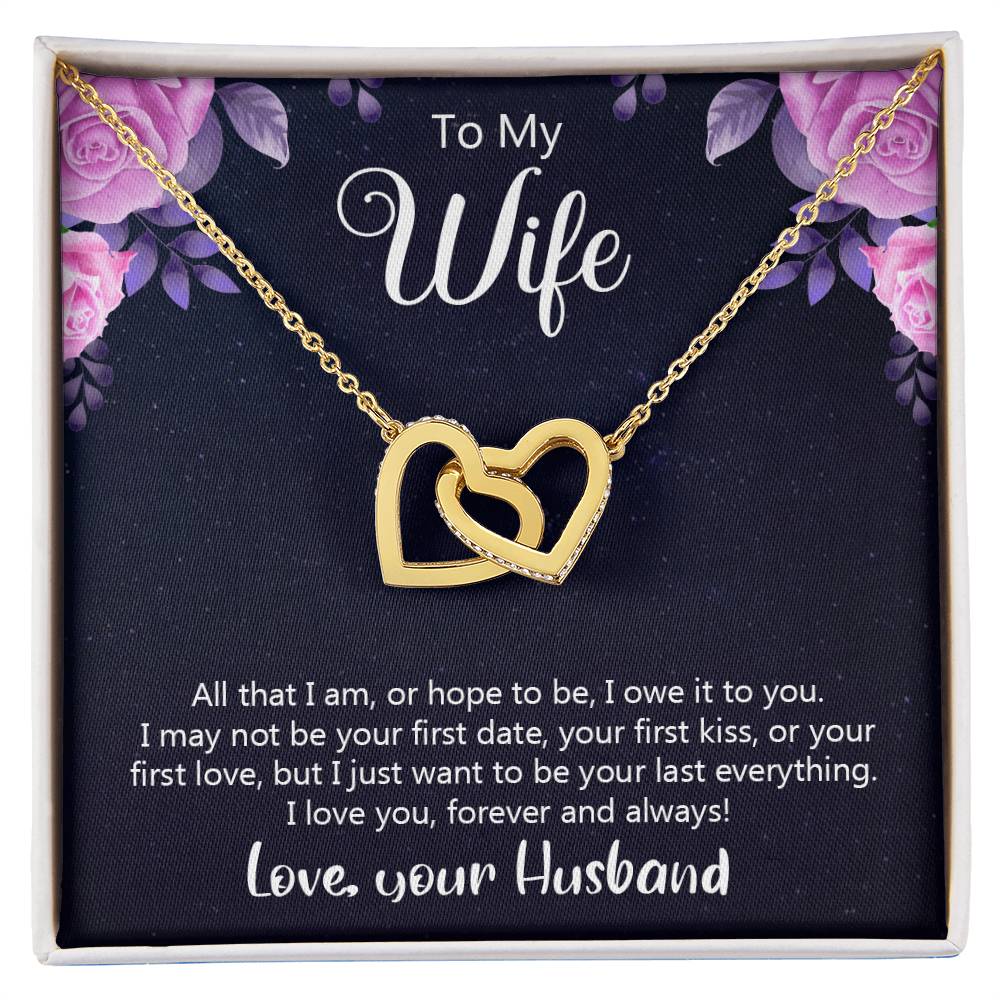 To My Wife - I Love You Forever Interlocking Hearts Necklace