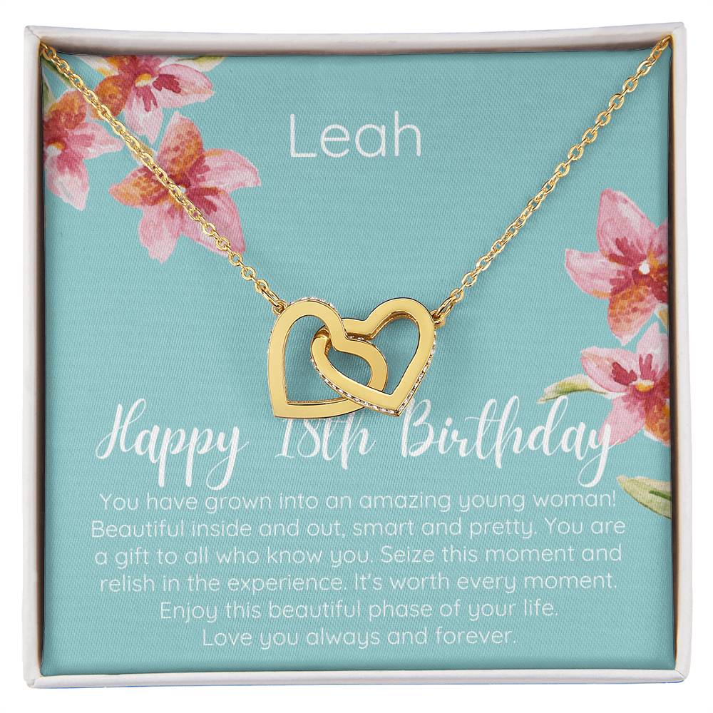 Personalized Happy 18Th Birthday Interlocked Hearts Necklace Interlocking Hearts Necklace
