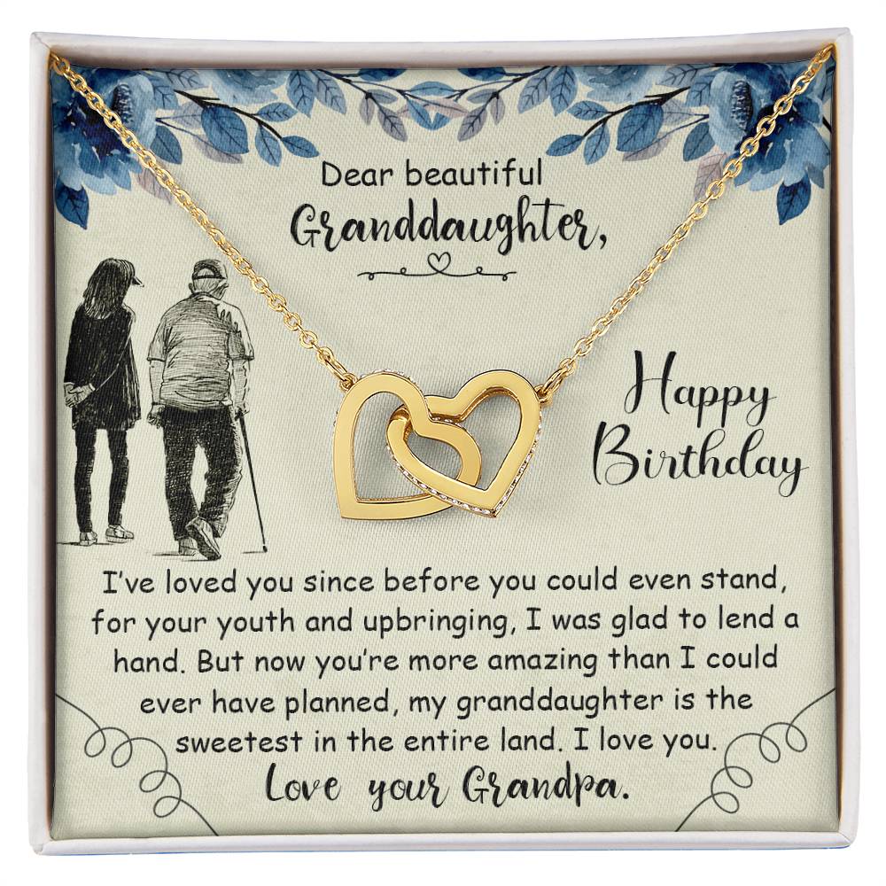 Dear Beautiful Granddaughter Interlocking Hearts Necklace