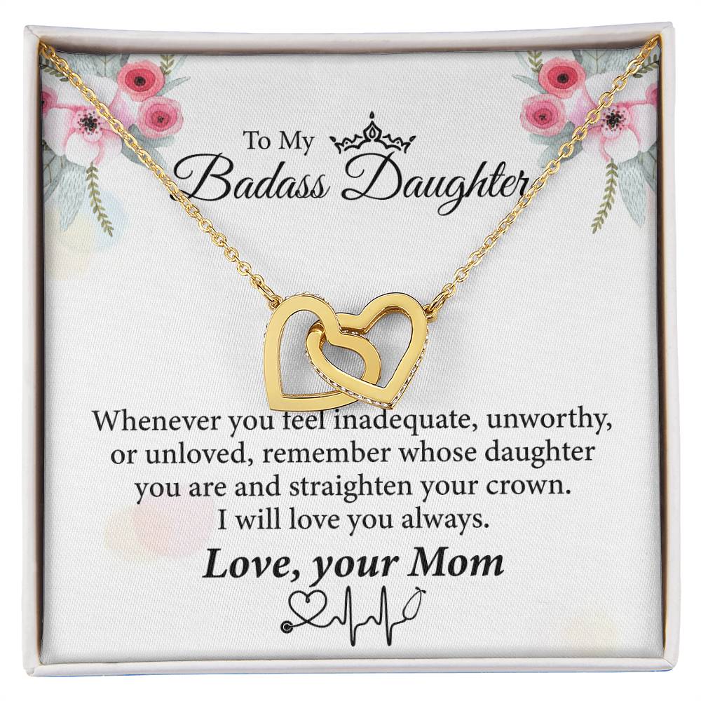 To My Badass Daughter Necklace From Mom👩‍⚕️ Interlocking Hearts Necklace