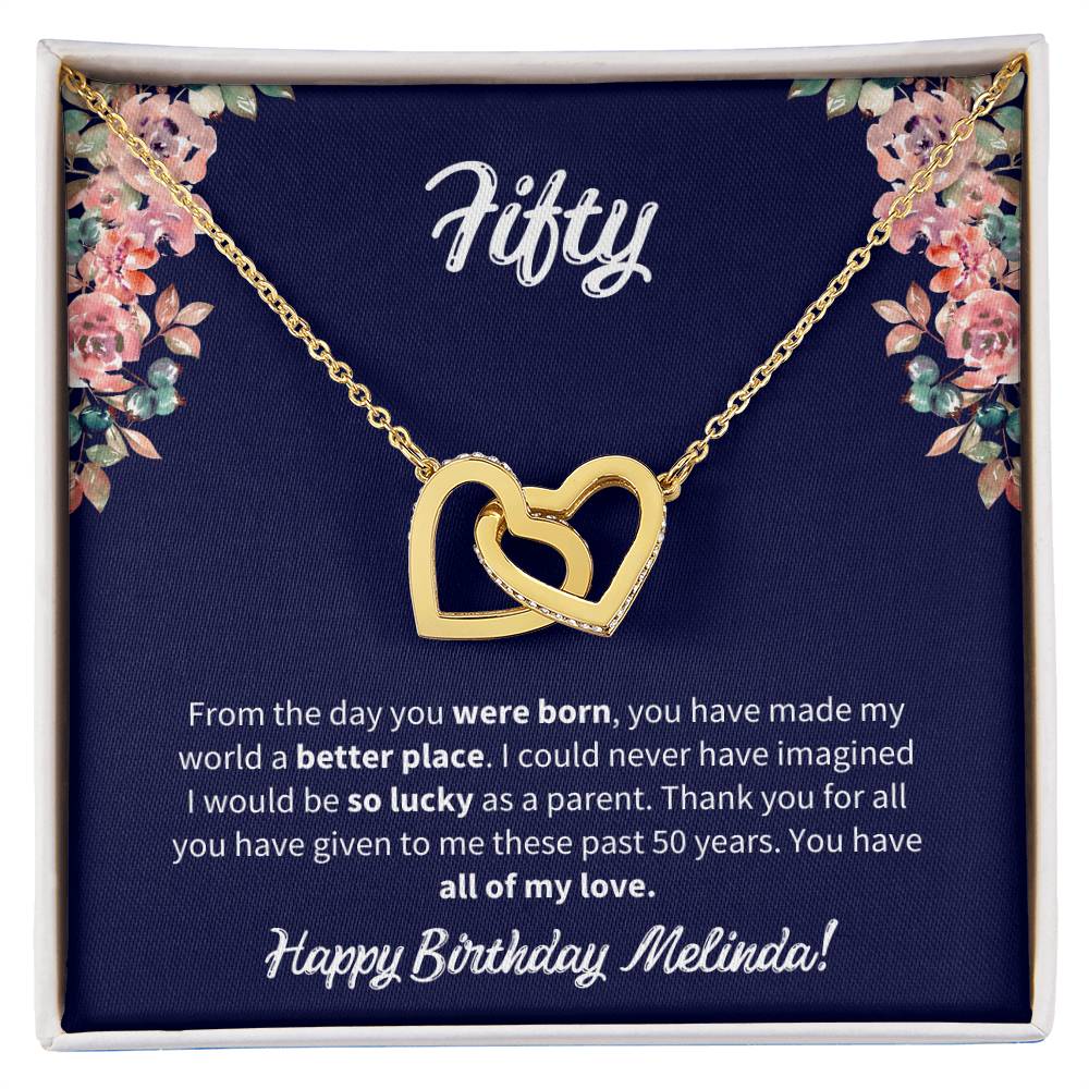 Fifty Birthday All Of My Love Interlocked Hearts Necklace Interlocking Hearts Necklace