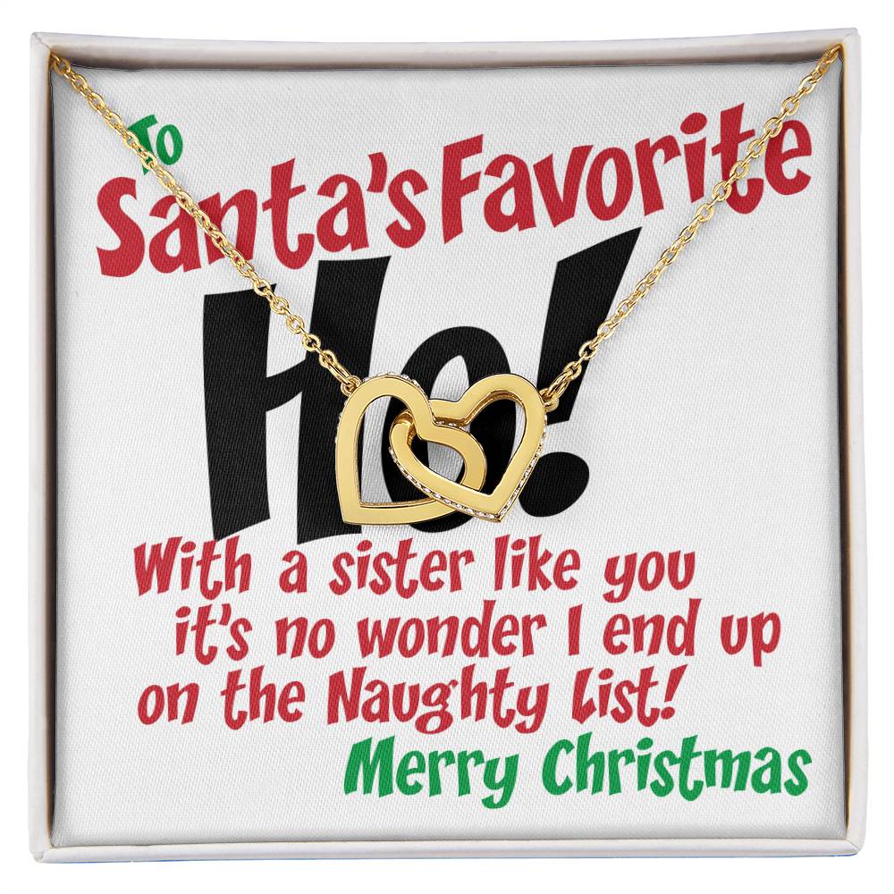 Santa'S Favorite Ho! Interlocking Hearts Necklace