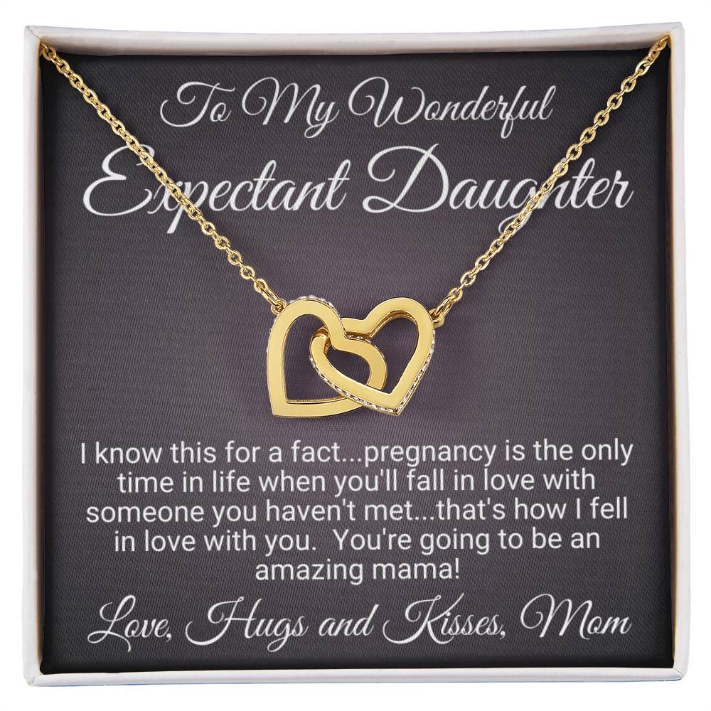 Expectant Daughter Linked Hearts Necklace Gift Interlocking Hearts Necklace