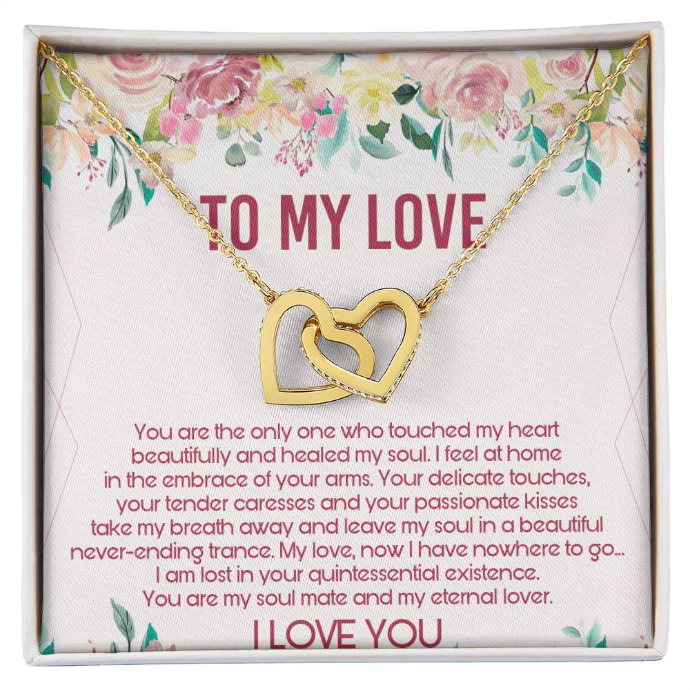 To My Love Interlocking Hearts Necklace Message Card
