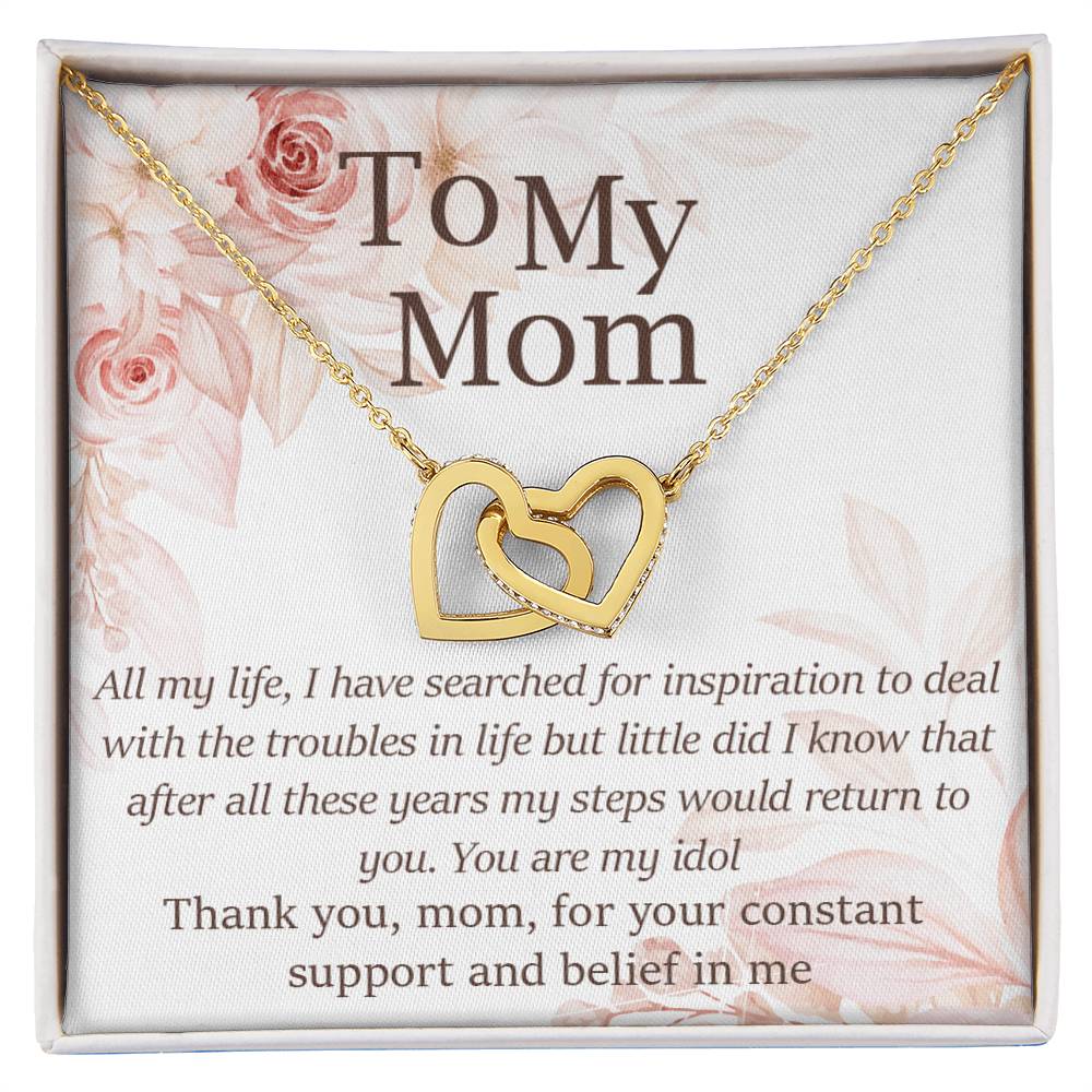 Mom Thank You For Your Inspiration Interlocking Hearts Necklace