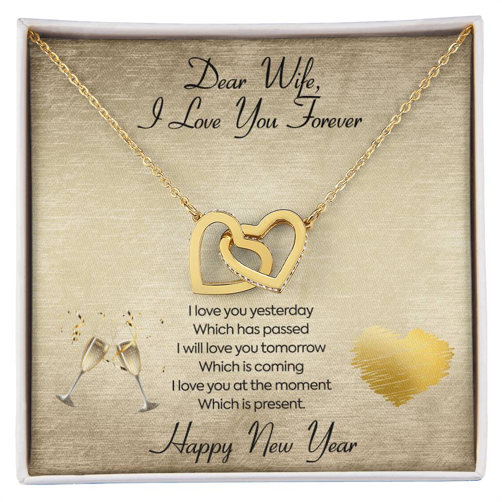 To My Wife Necklace -I Will Love You Forever Interlocking Hearts Necklace
