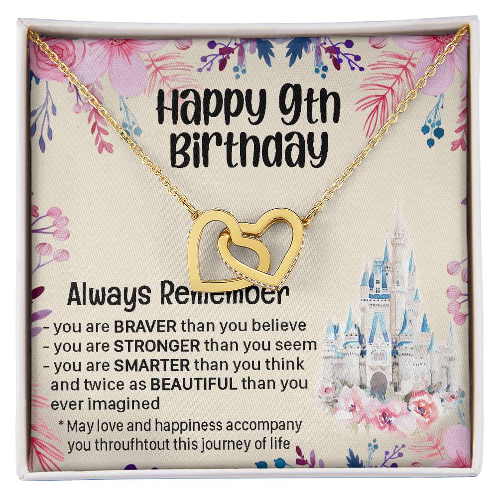 Happy 9Th Birthday Gift For Daughter Gift For 9 Years Old Birthday Teen Girl Daughter Necklace Gift Interlocking Hearts Necklace