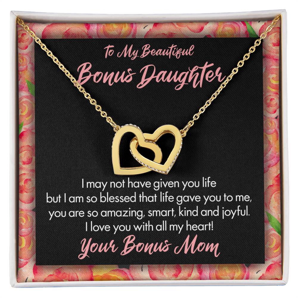 My Beautiful Bonus Daughter Interlocking Hearts Necklace