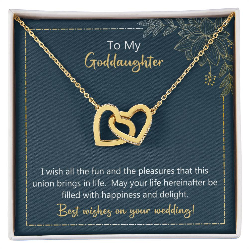 To My Goddaughter May Your Life Filled With Happiness And Delight Necklace Interlocking Hearts Necklace