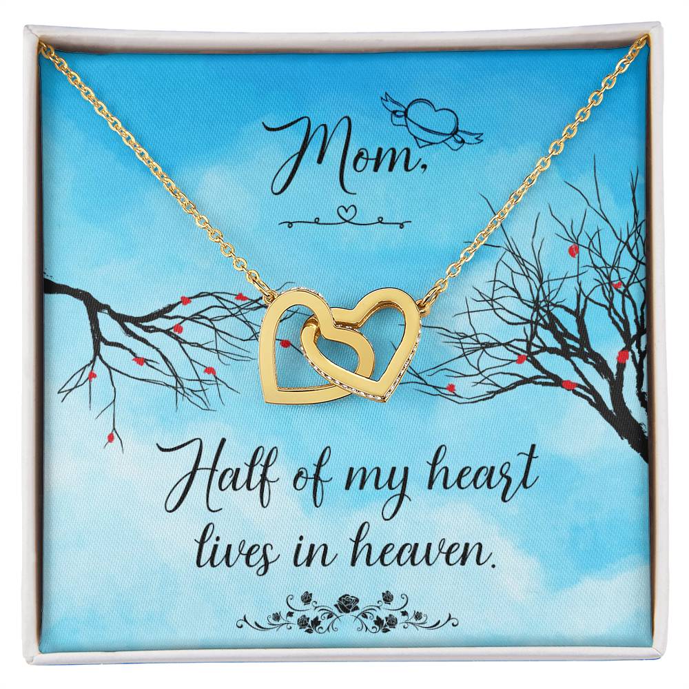 Mom Half Of My H Heart - Lives In Heaven - Interlocking Heart Necklace Interlocking Hearts Necklace
