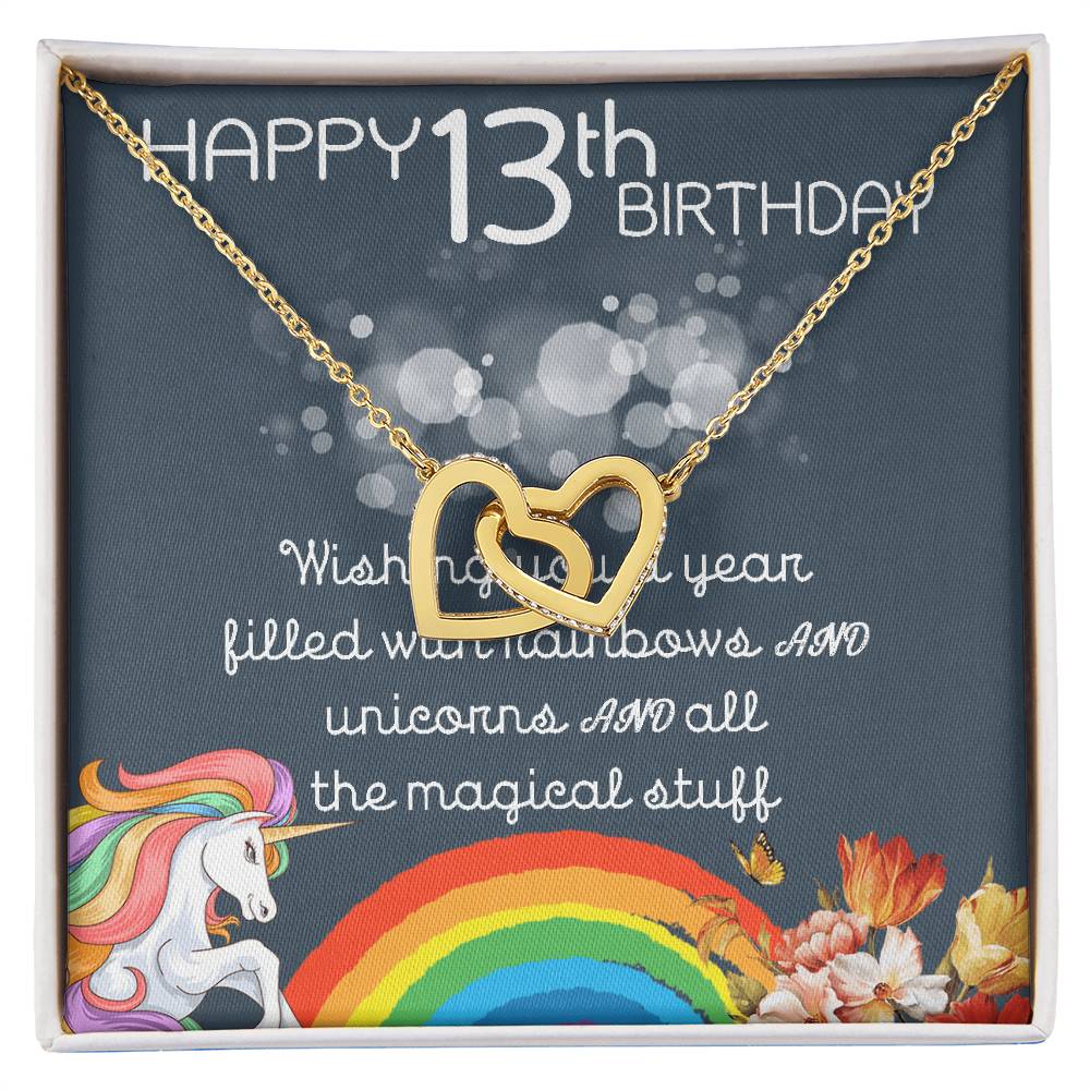 13Th Birthday Necklace Gifts For Girls Cute Unicorn 13 Years Old Girl Jewelry Gift For Daughter Niece Interlocking Necklace Xu246Il06 Interlocking Hearts Necklace