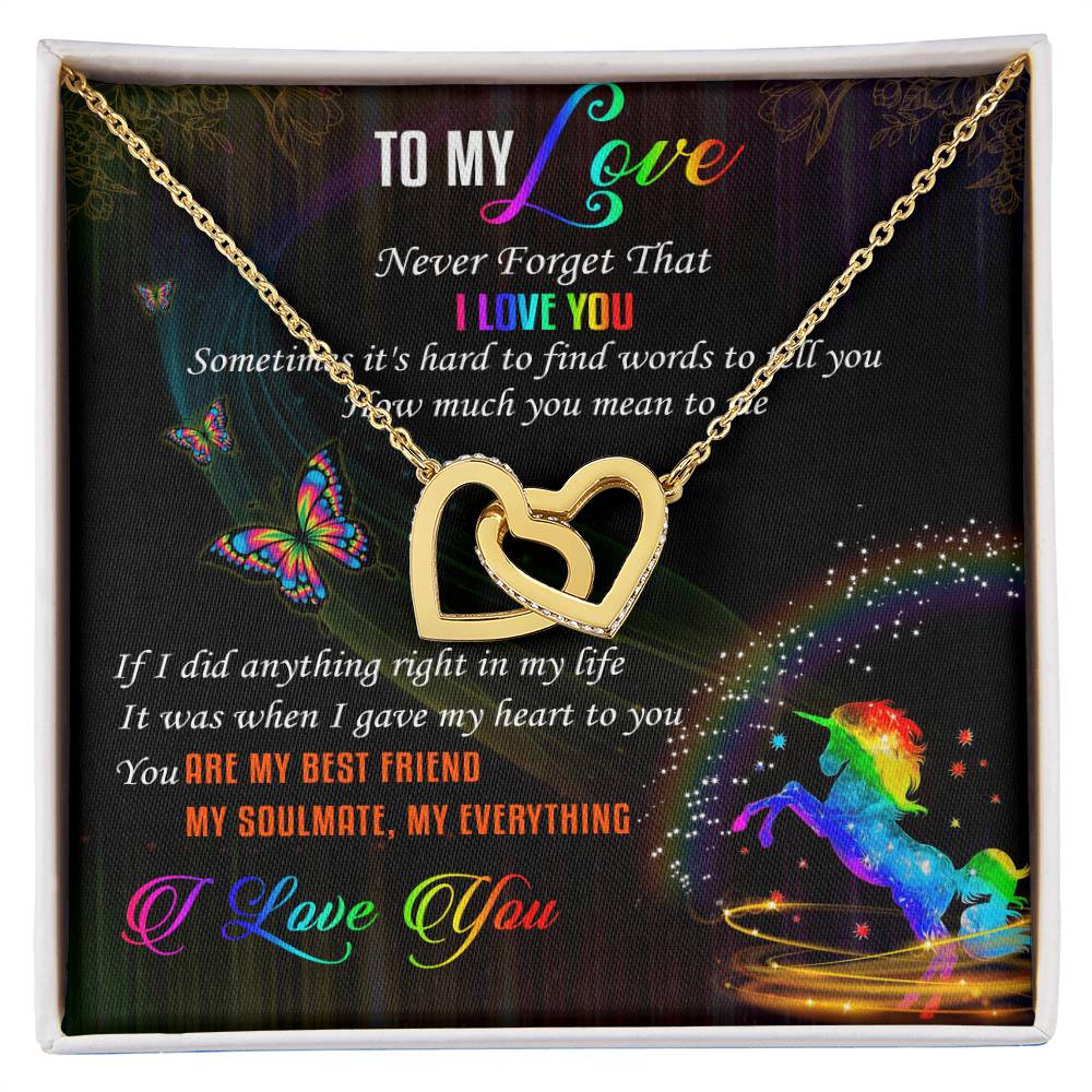 To My Love Lgbt Interlocking Hearts Necklace Message Card