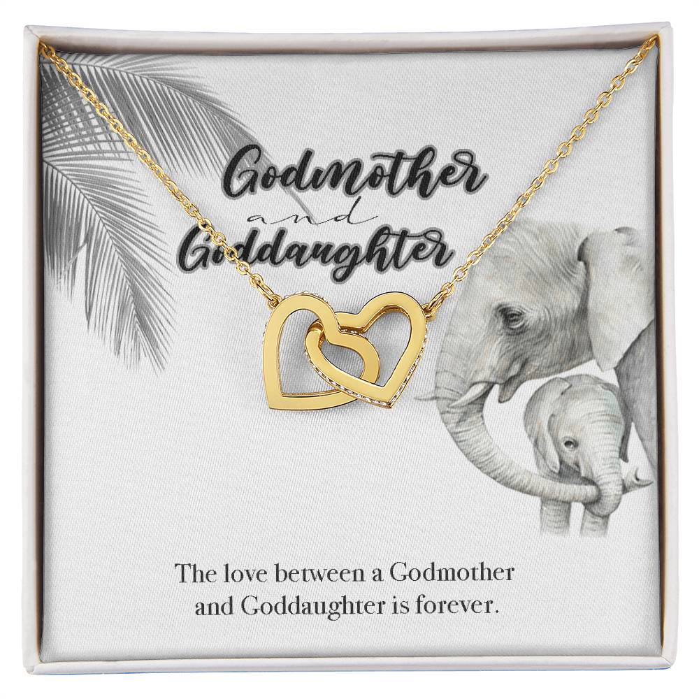 Godmother Goddaughter Gift Necklace Emotional Message Card Cute Elephant Interlocking Hearts Necklace