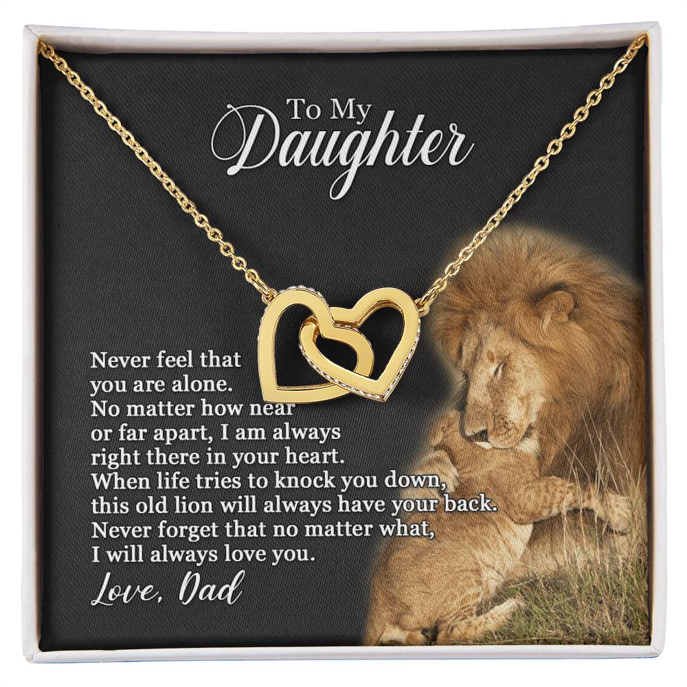 To My Daughter - I Will Always Love You - Necklace Interlocking Hearts Necklace