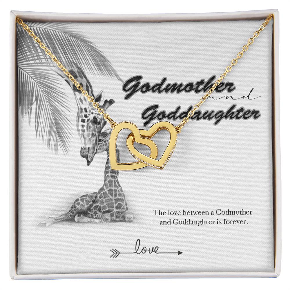 Godmother Goddaughter Gift Necklace Emotional Message Card Cute Giraffe Interlocking Hearts Necklace